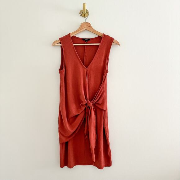 DREW Anthropologie Twist Front Tie Sleeveless Mini Wrap Dress Rust S - Picture 1 of 7